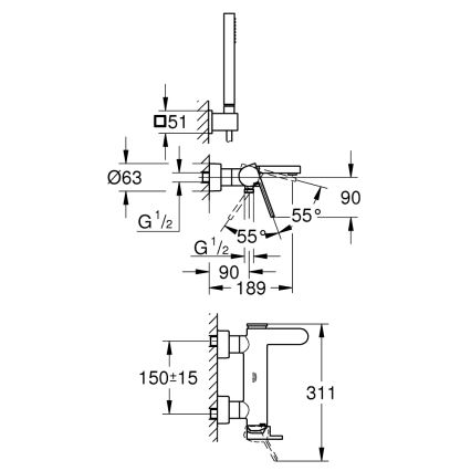 GROHE 33547003 - Set per vasca con miscelatore PLUS, cromato lucido
