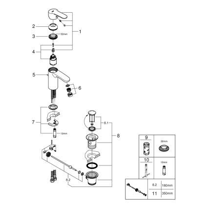 GROHE 3355220E - Waschtischarmatur EUROSTYLE COSMOPOLITAN, glänzender Chrom