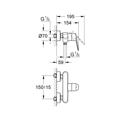 GROHE 33569002 - Miscelatore per doccia EURODISC COSMOPOLITAN DN 15 cromo lucido