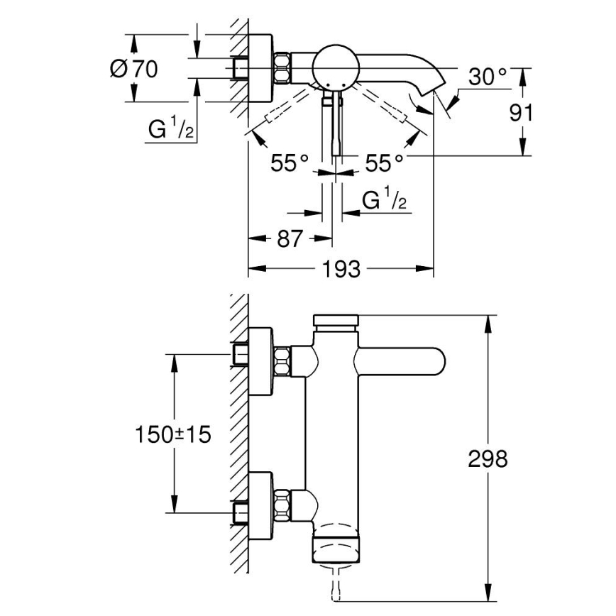 GROHE 33624GL1 - Mitigeur de baignoire ESSENCE doré