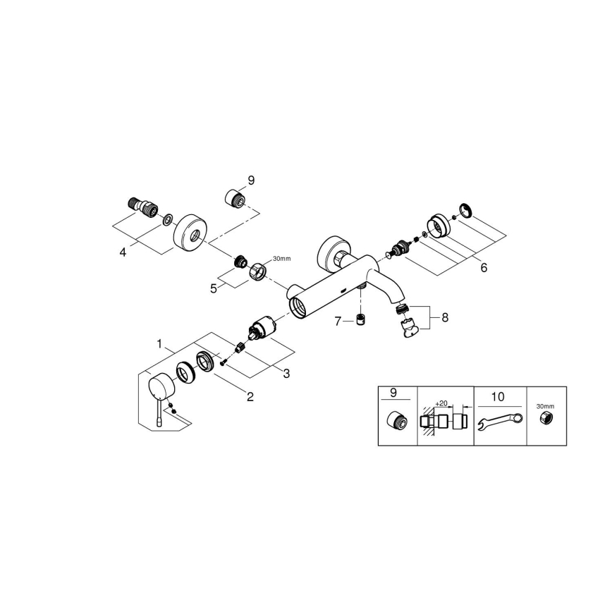 GROHE 33624GN1 - Wannenarmatur ESSENCE 193 mm, gebürstetes Gold