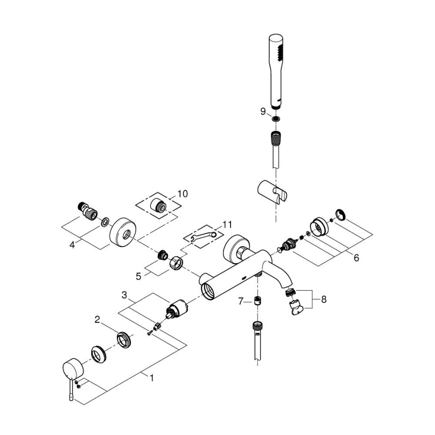 GROHE 33628001 - Badewannen-Set mit ESSENCE-Armatur DN 15, Hochglanz-Chrom