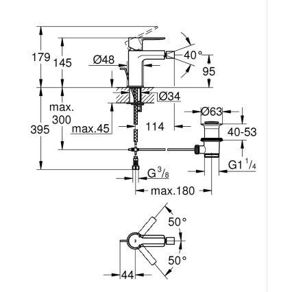 GROHE 33848AL1 - Bidetarmatur LINEARE, Größe S, Graphit