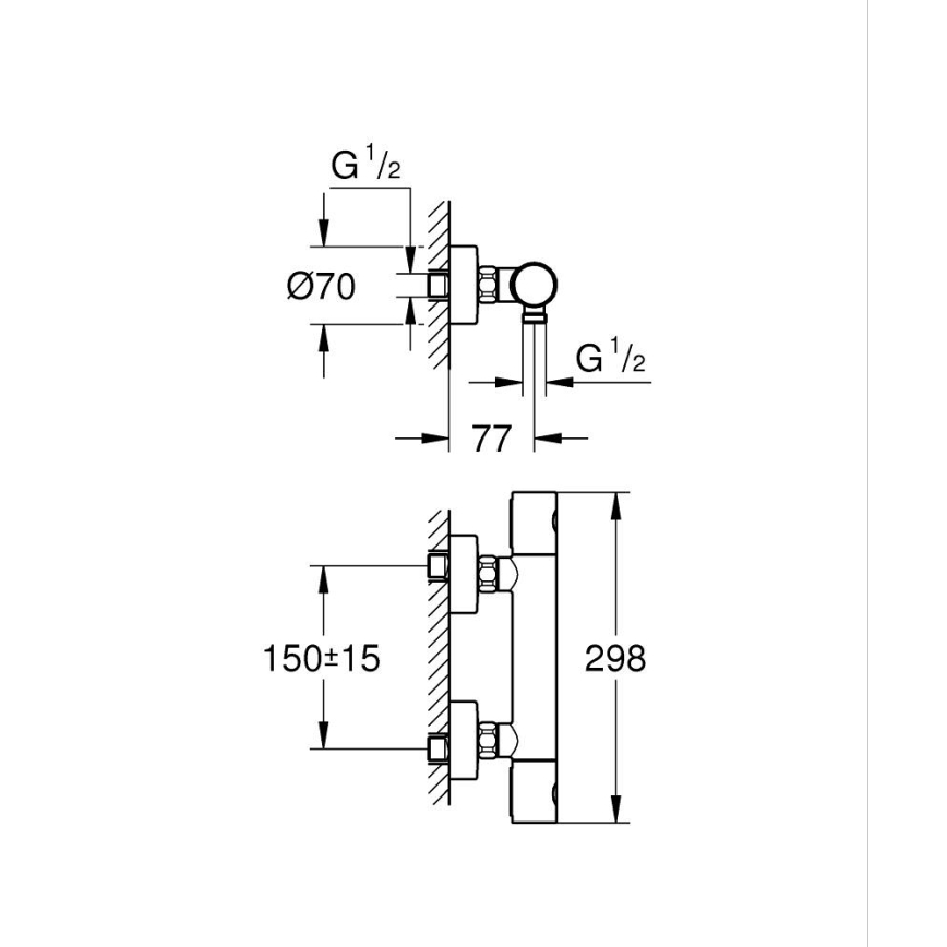 GROHE 34065AL2 - Thermostatische Duscharmatur GROHTHERM 1000 COSMOPOLITAN DN 15 Graphit