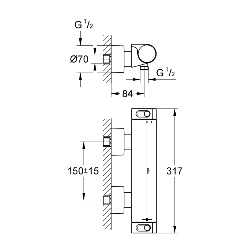 GROHE 34169001 - Thermostat-Duscharmatur GROHTHERM 2000 DN 15 Chrom
