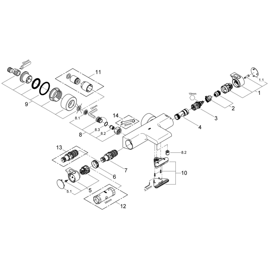 GROHE 34174001 - Miscelatore termostatico per vasca GROHTHERM 2000 172 mm cromo lucido