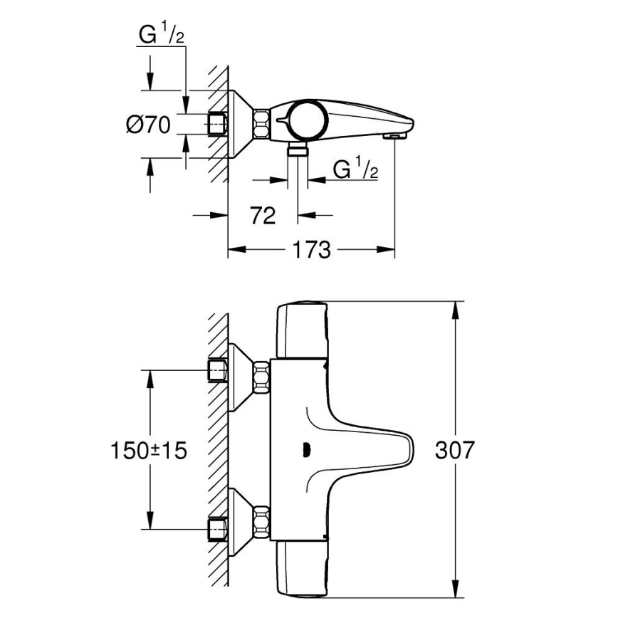 GROHE 34227002 - Miscelatore termostatico per vasca PRECISION TREND DN 15 cromo lucido