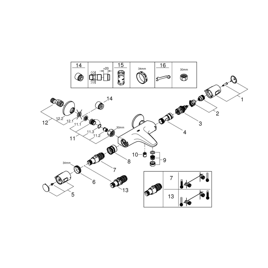 GROHE 34227002 - Thermostatische Wannenarmatur PRECISION TREND DN 15 glänzender Chrom