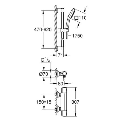 GROHE 34237003 - Miscelatore termostatico per doccia PRECISION TREND 150 mm cromato