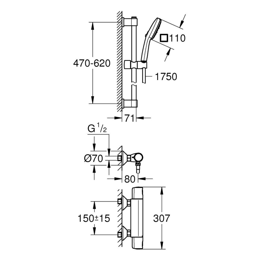 GROHE 34237003 - Thermostat-Duscharmatur PRECISION TREND 150 mm Chrom