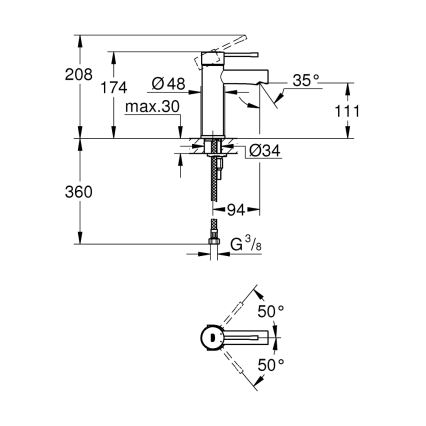 GROHE 34294001 - Waschtischarmatur ESSENCE DN 15, Hochglanz-Chrom