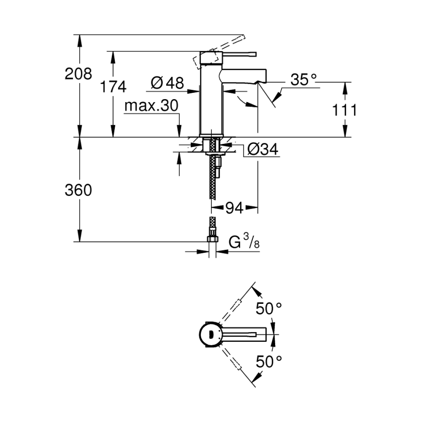 GROHE 34294001 - Waschtischarmatur ESSENCE DN 15, Hochglanz-Chrom