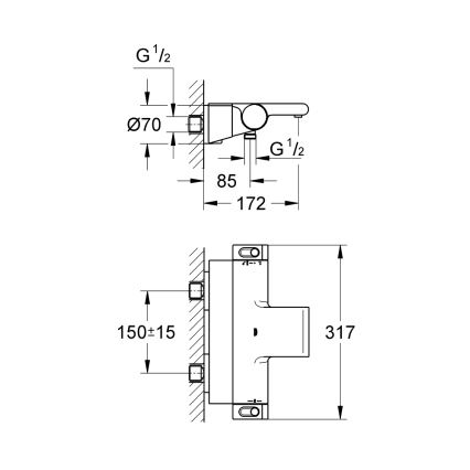 GROHE 34464001 - Mitigeur thermostatique pour baignoire GROHTHERM 2000 DN 15 chromé brillant