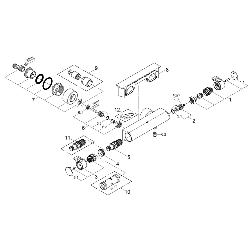 GROHE 34469001 - Mitigeur thermostatique de douche GROHTHERM 2000 DN 15 chrome