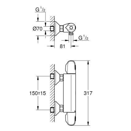 GROHE 34550000 - Thermostat-Duscharmatur GROHTHERM 1000 DN 15 Chrom
