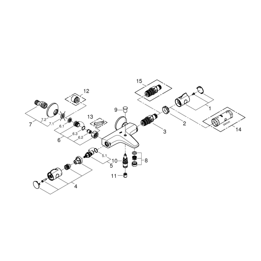 GROHE 34567000 - Thermostat-Wannenbatterie GROHTHERM 800 DN 15, glänzender Chrom