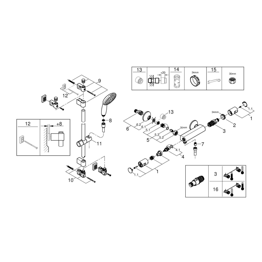 GROHE 345972431 -Thermostat-Duscharmatur PRECISION START 12” 60 cm schwarz