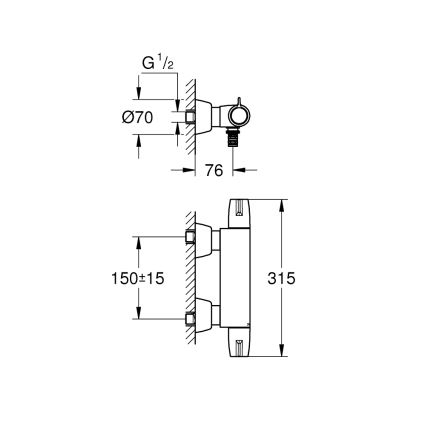 GROHE 34666000 - Mitigeur thermostatique médical DN 15, chromé brillant