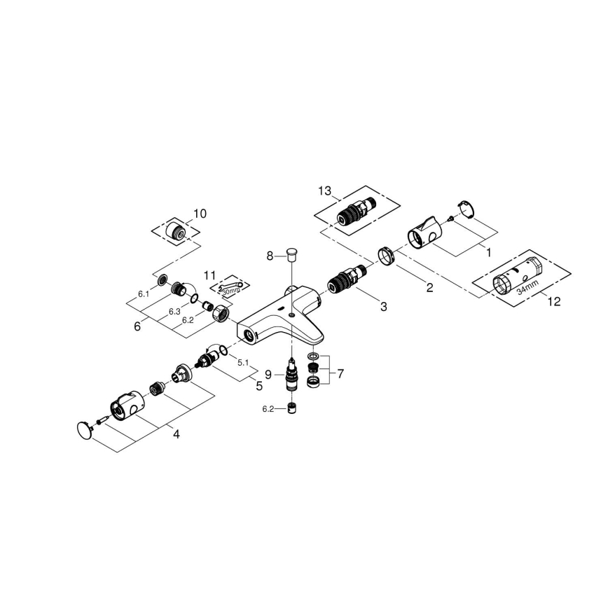 GROHE 34754000 - Thermostatische Wannenarmatur GROHTHERM 800 DN 15 glänzender Chrom
