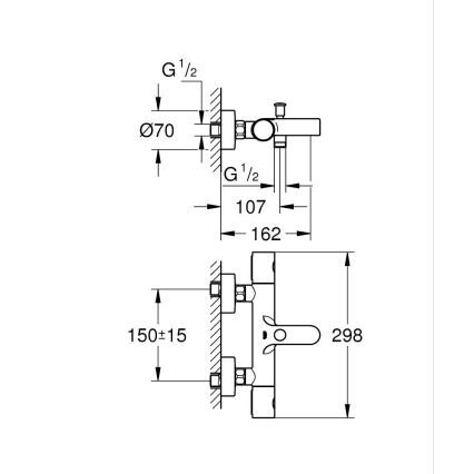 GROHE 34766000 - Mitigeur thermostatique pour baignoire GROHTHERM 800 COSMOPOLITAN DN 15, chrome