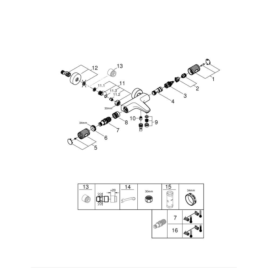 GROHE 34788000 - Thermostat-Wannenarmatur PRECISION FEEL DN 15, glänzender Chrom