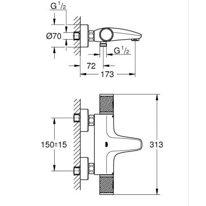 GROHE 34788000 - Thermostat-Wannenarmatur PRECISION FEEL DN 15, glänzender Chrom