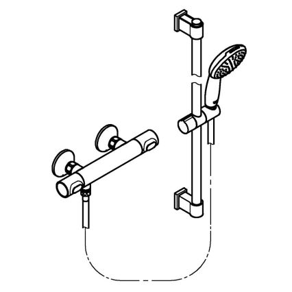 GROHE 34800001 - Set doccia con miscelatore termostatico PRECISION FLOW 600 mm, finitura cromo lucido