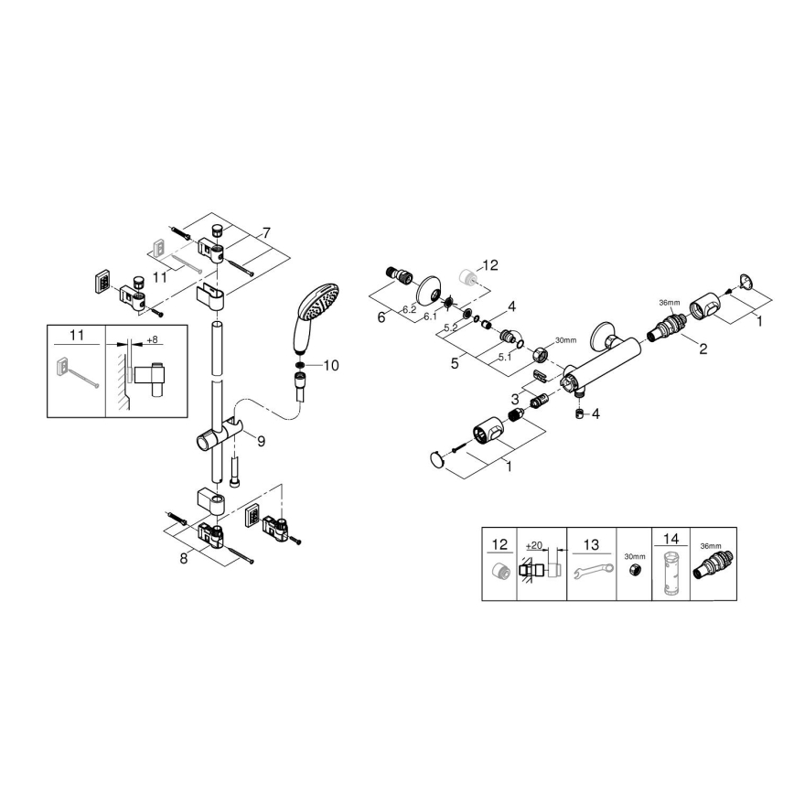 GROHE 34805001 - Miscelatore termostatico per doccia PRECISION FLOW DN 15 cromato