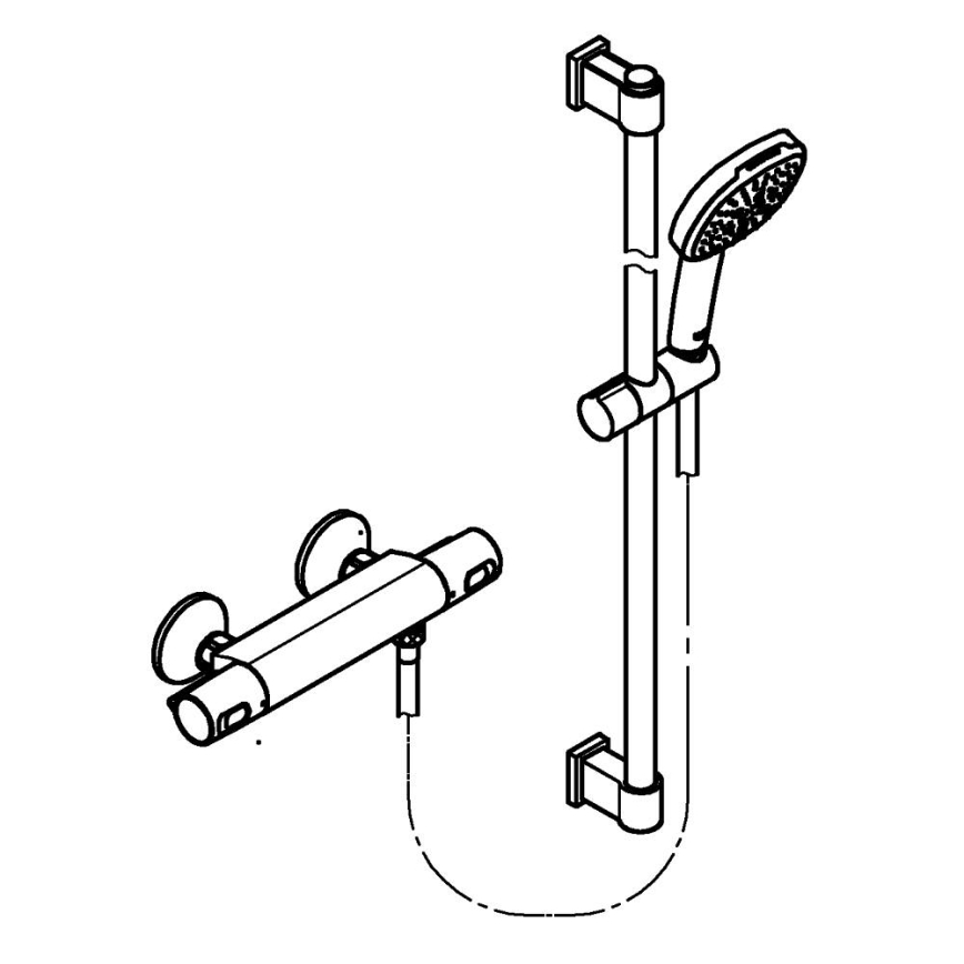 GROHE 34855003 - Ensemble de douche avec mitigeur thermostatique PRECISION TREND 150 mm, chrome brillant