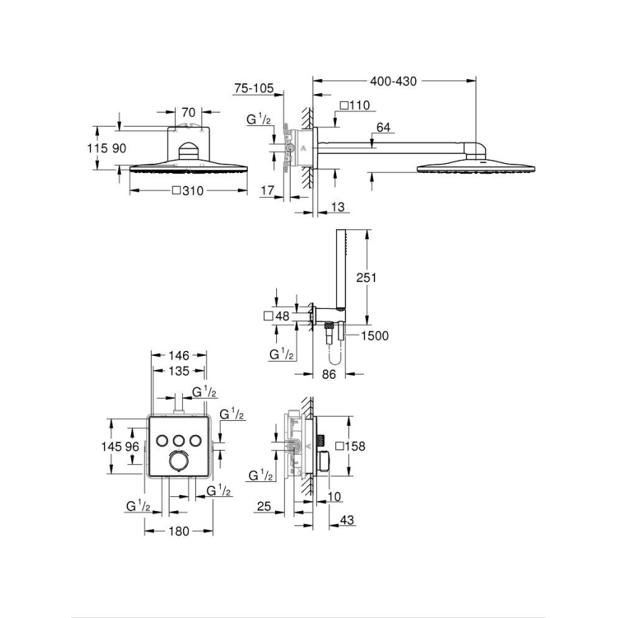 GROHE 34875000 - Sistema doccia PRECISION SMARTCONTROL 310 mm, cromo lucido