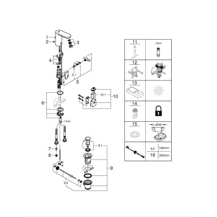 GROHE 36331001 - Waschtischarmatur EUROECO 1 14” glänzender Chrom