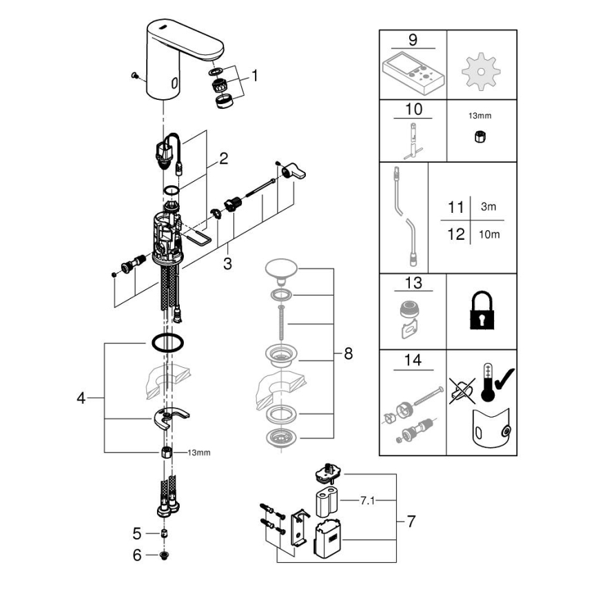 GROHE 36366002 - Mitigeur électronique pour lavabo GET E, chromé brillant