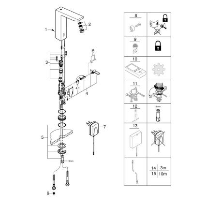 GROHE 36440000 - Miscelatore elettronico a infrarossi per lavabo EUROCUBE E DN 15 cromato