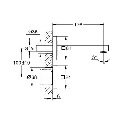 GROHE 36442000 - Robinet électronique infrarouge EUROCUBE E chrome brillant