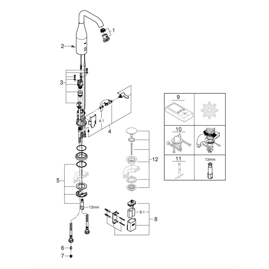 GROHE 36445000 - Robinet électronique infrarouge pour lavabo ESSENCE E, chromé brillant