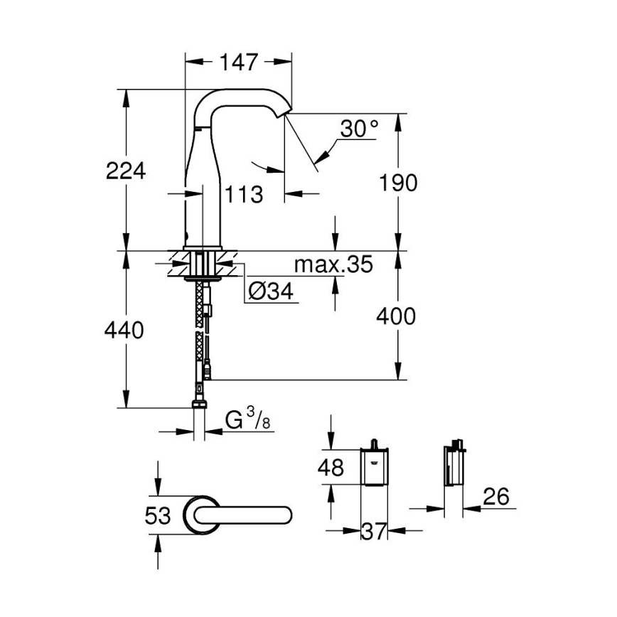 GROHE 36446000 - Mitigeur électronique infrarouge ESSENCE E, chrome brillant