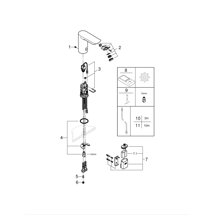 GROHE 36452000 - Robinet électronique infrarouge pour lavabo BAU COSMOPOLITAN E chrome