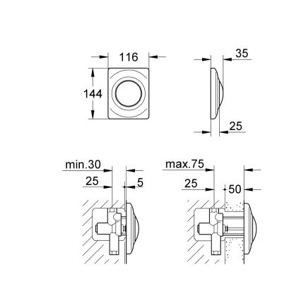 GROHE 37018SH0 - Plaque de commande SURF 116 × 144 mm blanche