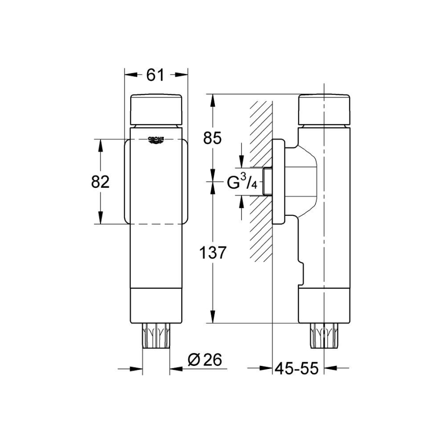 GROHE 37349000 - Valvola di scarico a pressione RONDO A.S. 3” cromato lucido