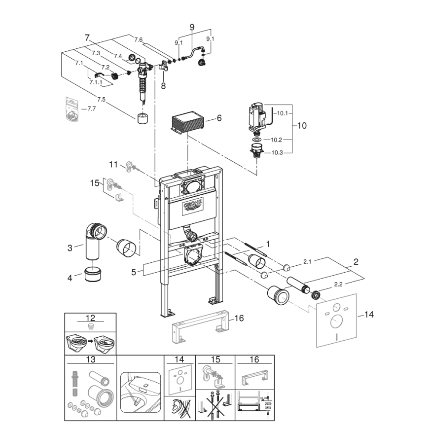 GROHE 38526000 - Module WC RAPID SL 0,82 m blanc