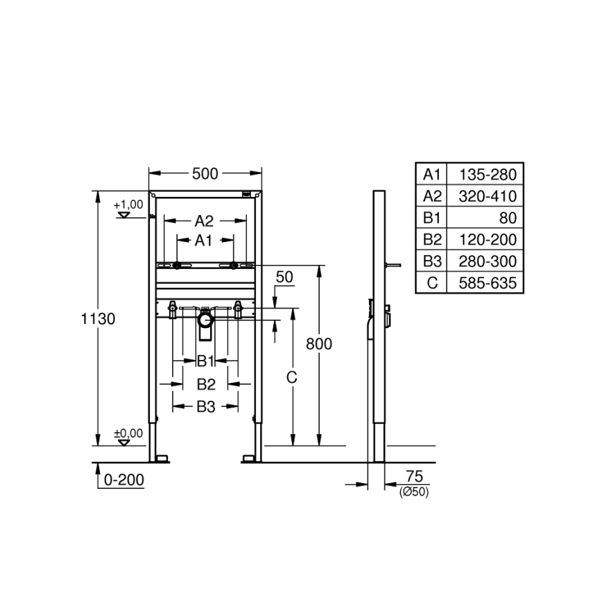 GROHE 38554001 - Modulo per lavabo RAPID SL