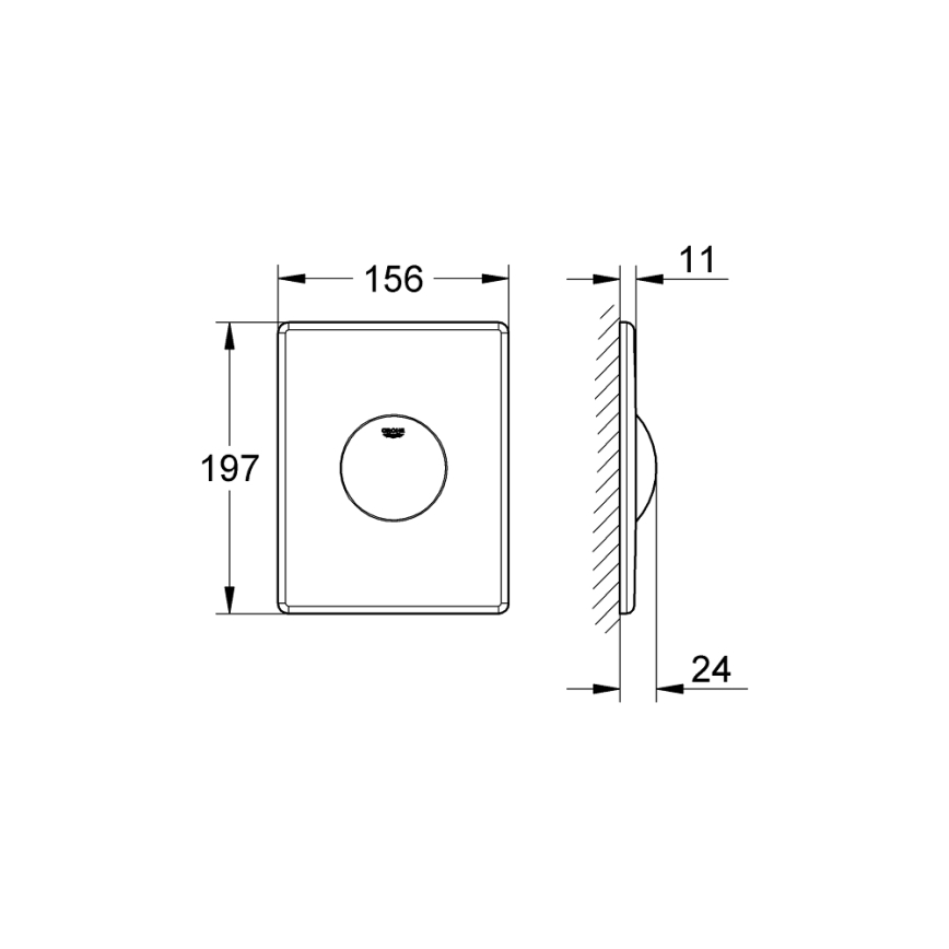 GROHE 38573SH0 - Plaque de commande SKATE 156 × 197 mm blanche