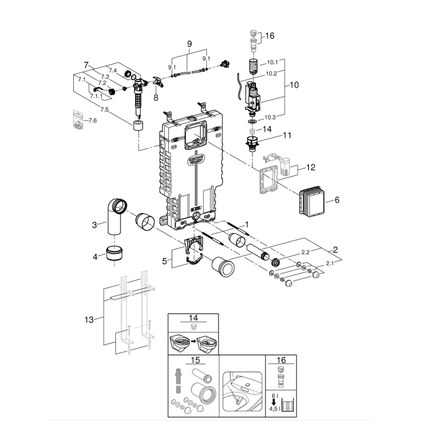 GROHE 38643001 - Modulo per WC UNISET 830 × 480 × 130 mm bianco