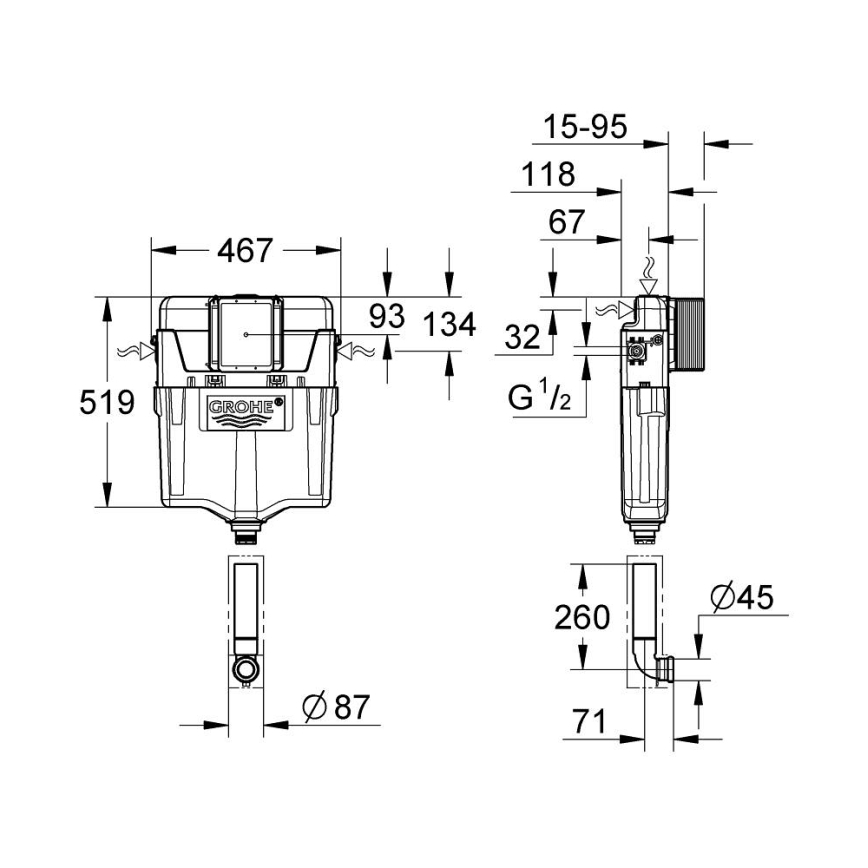 GROHE 38661000 - Réservoir de chasse GD 2