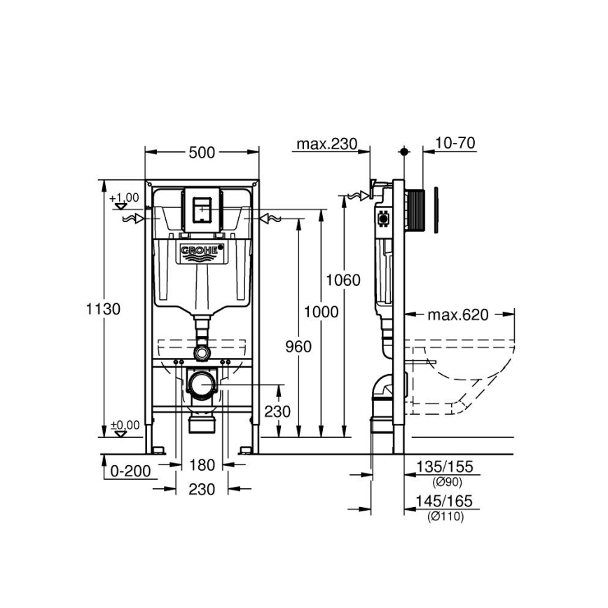 GROHE 38811KF0 - Kit 3 en 1 pour WC SOLIDO 1,13 m noir