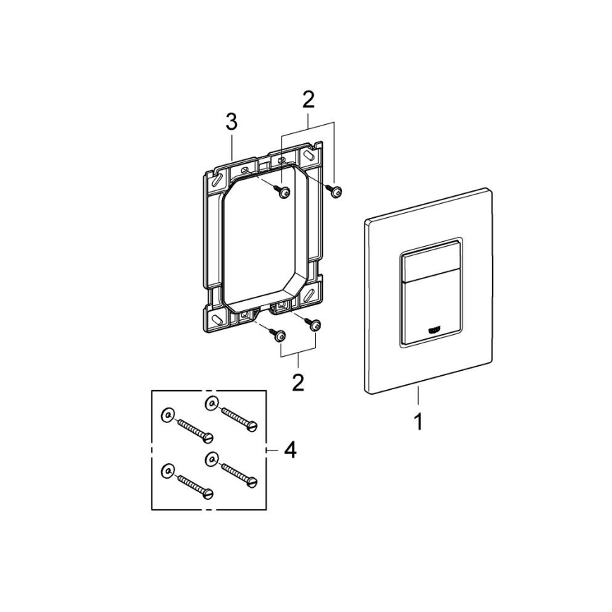 GROHE 389662430 - Plaque de commande de chasse d'eau EVEN 156 × 197 mm noire