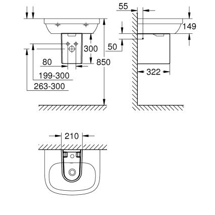 GROHE 39201000 - Halbsäule EURO CERAMIC 210 × 300 × 322 mm Keramik/weiß
