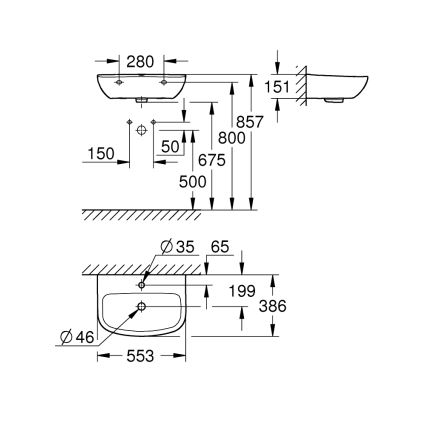 GROHE 39440000 - Lavabo BAU CERAMIC 553 × 386 mm ceramica/bianco