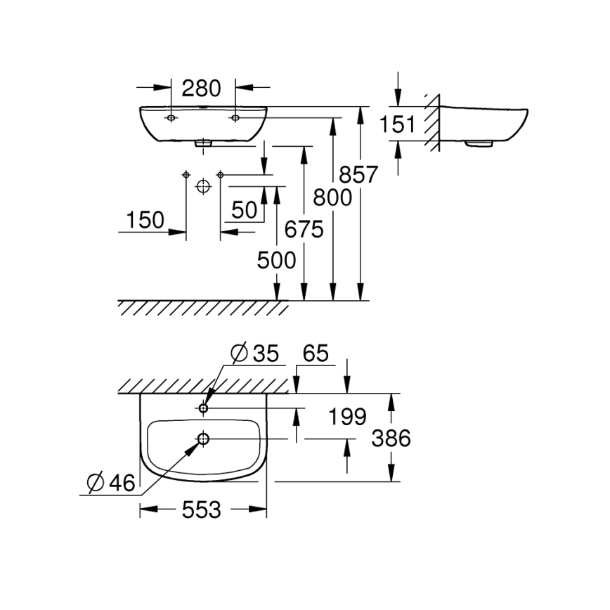 GROHE 39440000 - Lavabo BAU CERAMIC 553 × 386 mm céramique/blanc