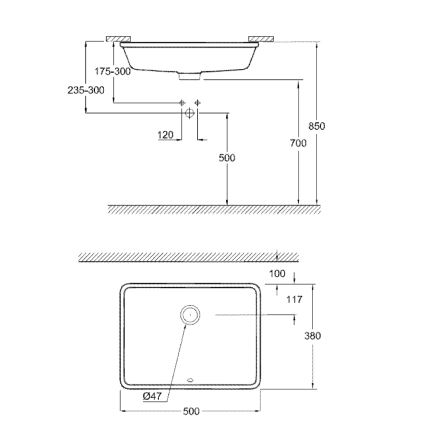 GROHE 3948000H - Lavabo CUBE CERAMIC 492 × 370 mm céramique/blanc